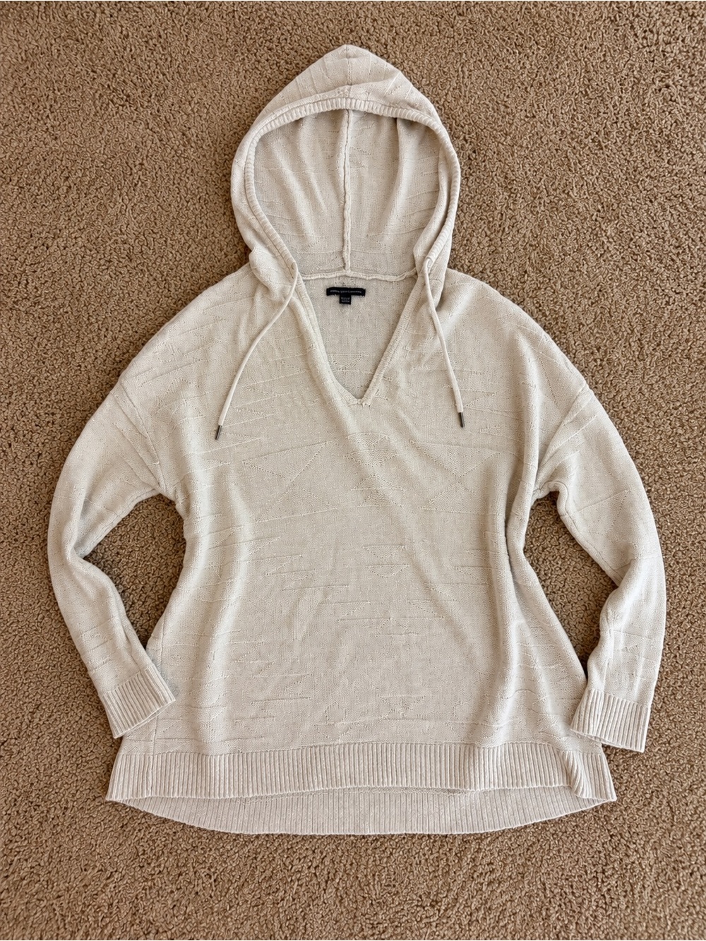 American Eagle Cream Hooded Knit Sweater – Size S